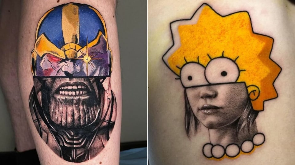Tetování, která spojují dva styly v jednom